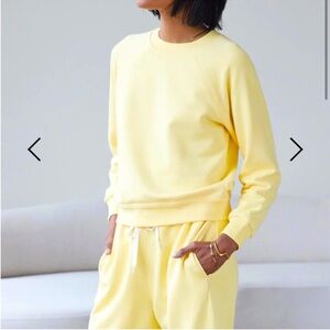 AYR The BFF Crewneck Cotton Sweatshirt in Yellow - Size L